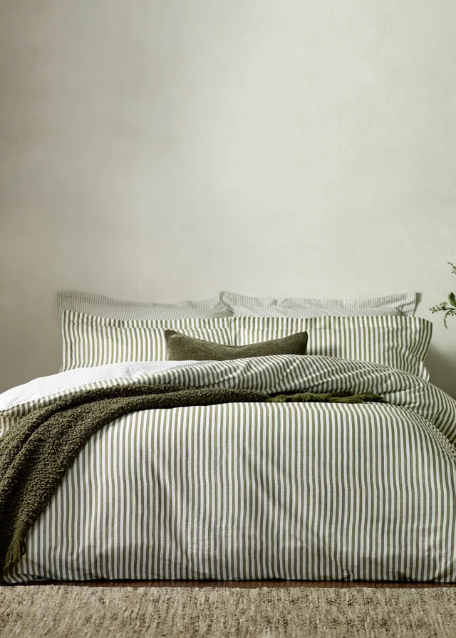 Yard Hebden Melange Stripe Cotton Duvet Cover Set