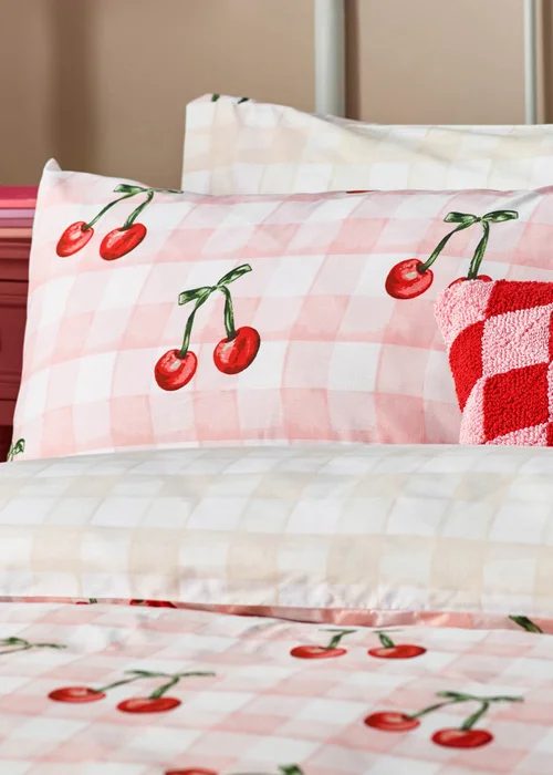 Heya Home Cherry Gingham Printed Duvet Cover Set - Double Image 3