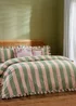 Wylder Birdie Stripe Ruffle Duvet Cover Set Pink/Green - King Image 1