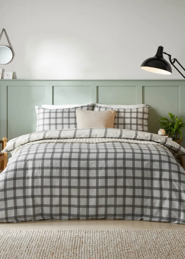 furn. Canberra Check Printed Duvet Cover Set