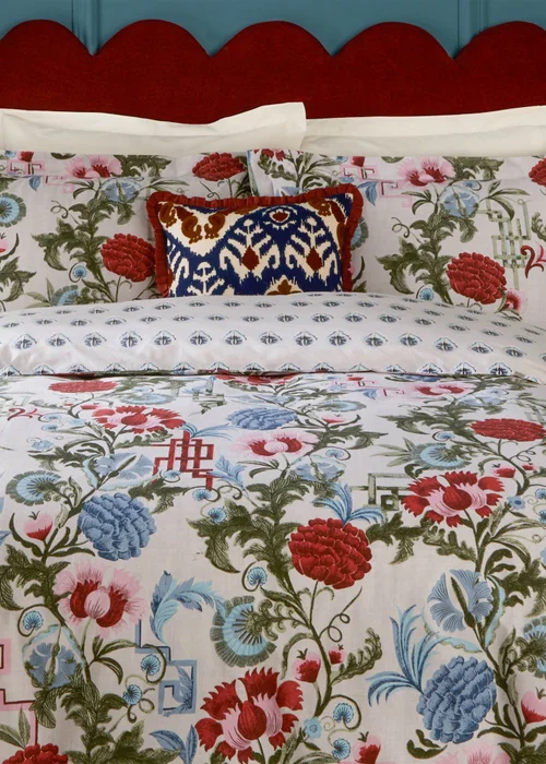 1973 Ishana Reversible Floral Duvet Cover Set - Red - Single Image 3
