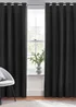 furn. Dawn 100% Blackout Thermal Eyelet Curtains Black - ZAC Image 2