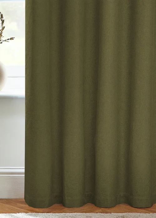 furn. Dawn 100% Blackout Thermal Eyelet Curtains Olive - ZAC Image 4