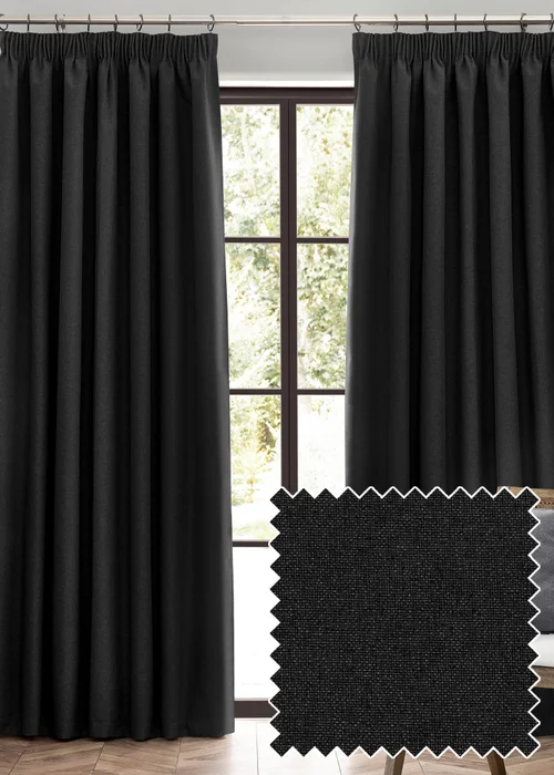 furn. Dawn 100% Blackout Thermal Pencil Pleat Curtains - 46W X 54D (117x137cm) Image 1