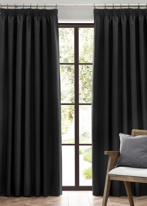 furn. Dawn 100% Blackout Thermal Pencil Pleat Curtains - 46W X 54D (117x137cm) Image 2