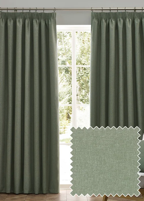 furn. Dawn 100% Blackout Thermal Pencil Pleat Curtains - 46W X 54D (117x137cm) Image 1