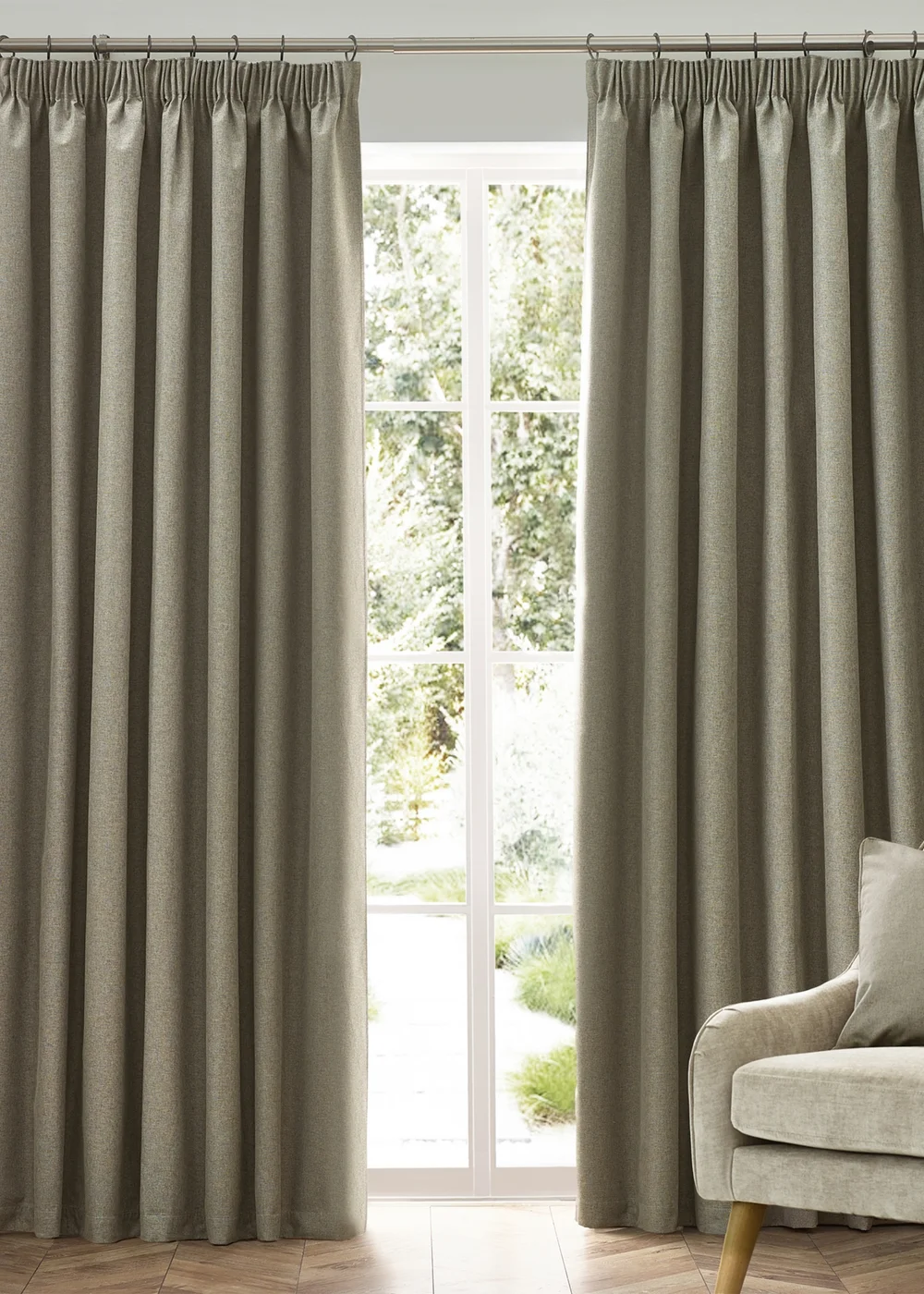 furn. Dawn 100% Blackout Thermal Pencil Pleat Curtains - 46W X 54D (117x137cm) Image 2
