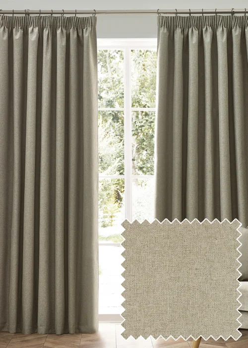 furn. Dawn 100% Blackout Thermal Pencil Pleat Curtains - 46W X 54D (117x137cm) Image 1