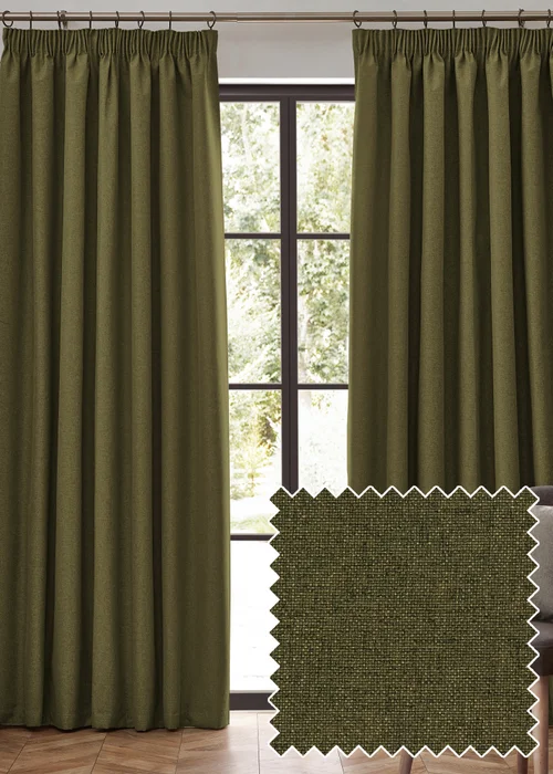 furn. Dawn 100% Blackout Thermal Pencil Pleat Curtains - 46W X 54D (117x137cm) Image 1