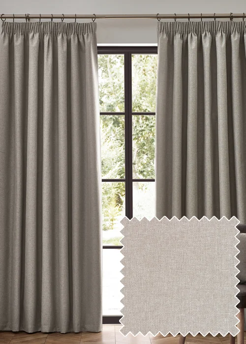 furn. Dawn 100% Blackout Thermal Pencil Pleat Curtains - 46W X 54D (117x137cm) Image 1