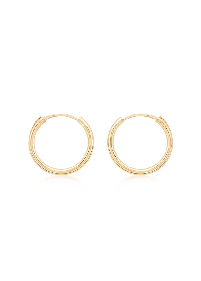 Golden Moments 9ct Yellow Gold Tube Sleeper Hoop Earrings