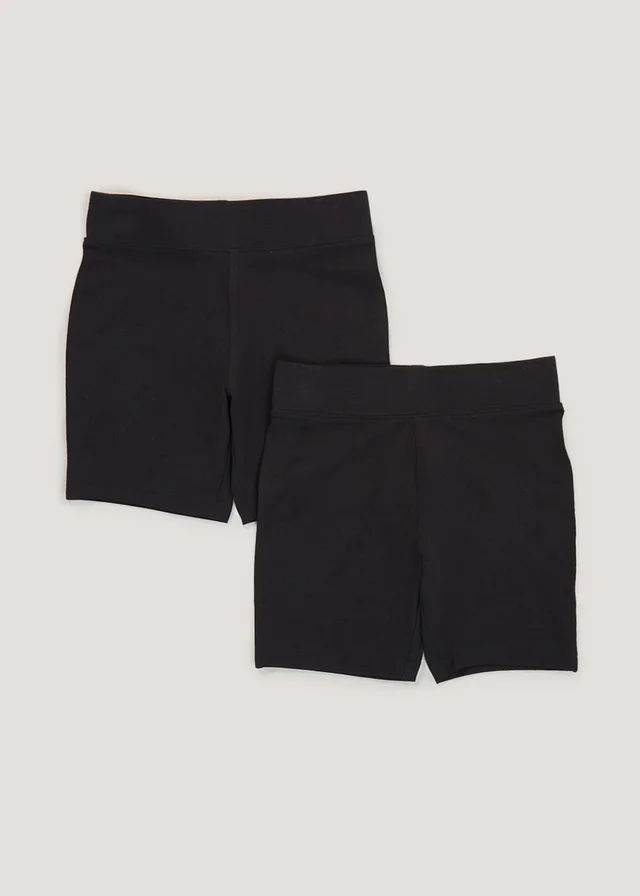 Girls 2 Pack Black Cycling Shorts (3-13yrs)