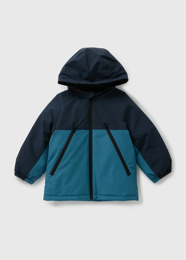 Boys Blue Colourblock Tech Coat (1-7yrs)