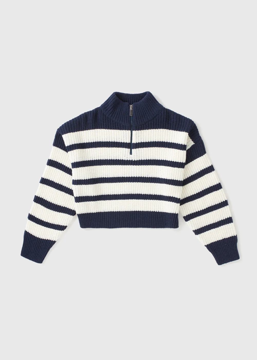 Girls Navy Stripe Half Zip Jumper (7-15yrs) - Age 14 Years Image 1