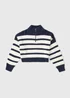 Girls Navy Stripe Half Zip Jumper (7-15yrs) - Age 14 Years Image 1