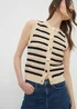 Navy Stripe Knitted Button Front Vest - XS Image 1