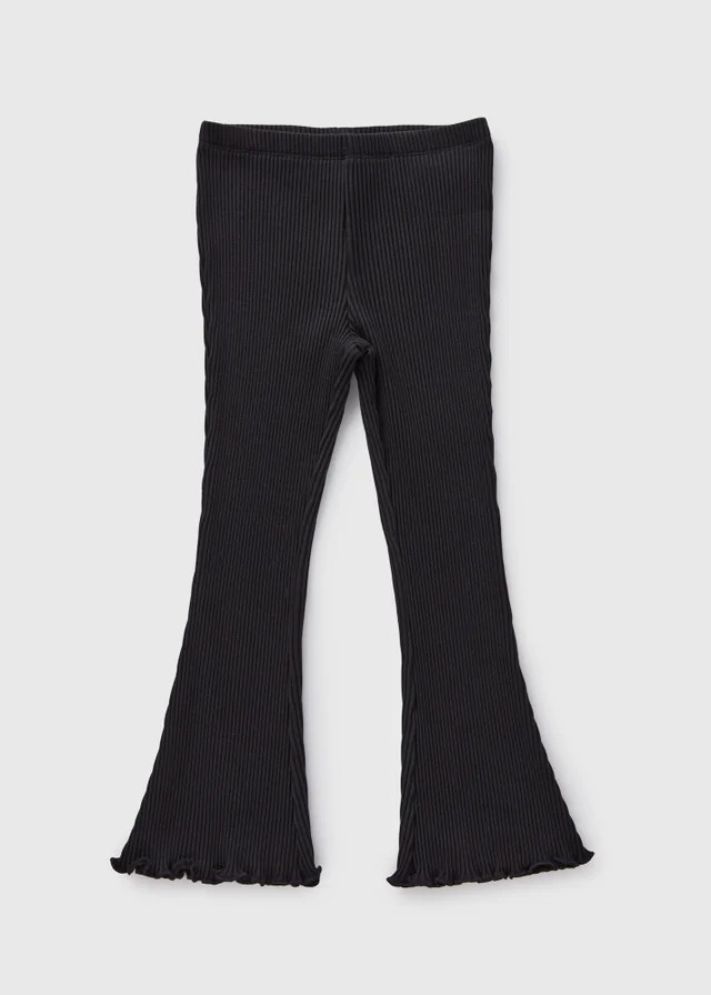 Black Ribbed Flare Leggings (1-7yrs)
