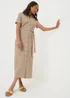 Nude Textured Midi Shirt Dress - Size 28 Image 1