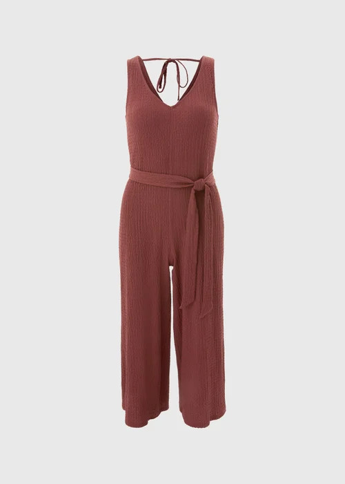 Burgundy Textured Crinkle Jumpsuit - 18 Image 3