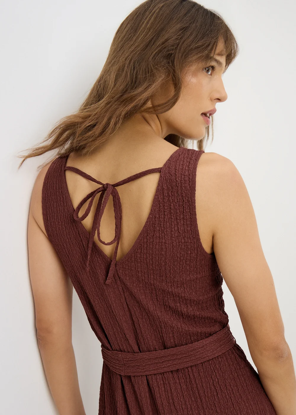 Burgundy Textured Crinkle Jumpsuit - 18 Image 1