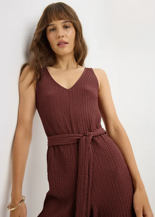 Burgundy Textured Crinkle Jumpsuit - 18 Image 2