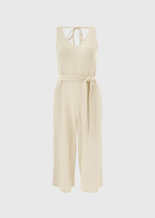 Cream Textured Crinkle Jumpsuit - 20 Image 4