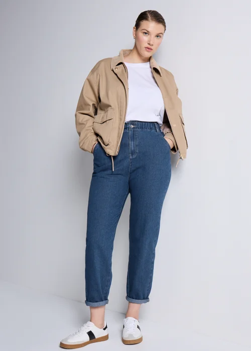 Dark Wash Paper Bag Jeans - Size 8 Image 2