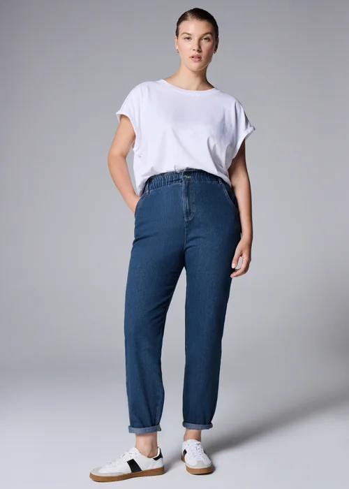 Dark Wash Paper Bag Jeans - Size 8 Image 1