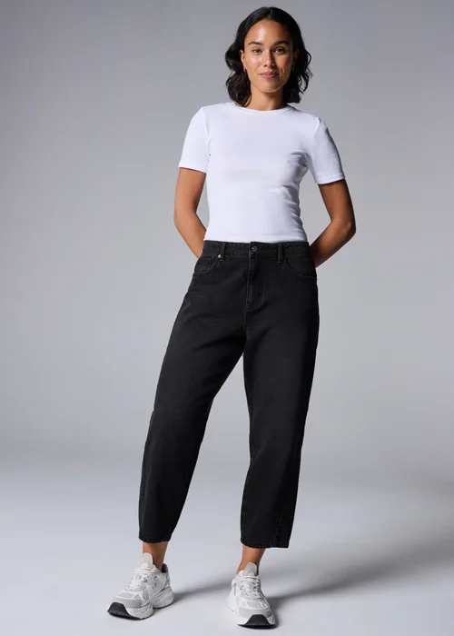 Black Barrel Leg Jeans - Size 16 29 leg Image 2