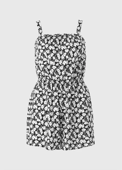 Black Mono Ditsy Playsuit - 24 Image 2
