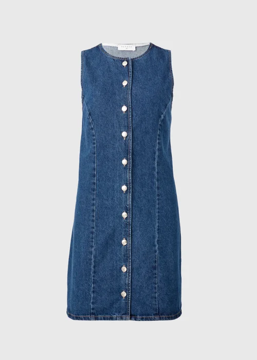 Darkwash Denim Button Midi Dress - Size 22 Image 1