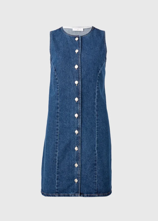 Darkwash Denim Button Midi Dress