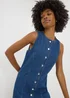 Darkwash Denim Button Midi Dress - Size 22 Image 2