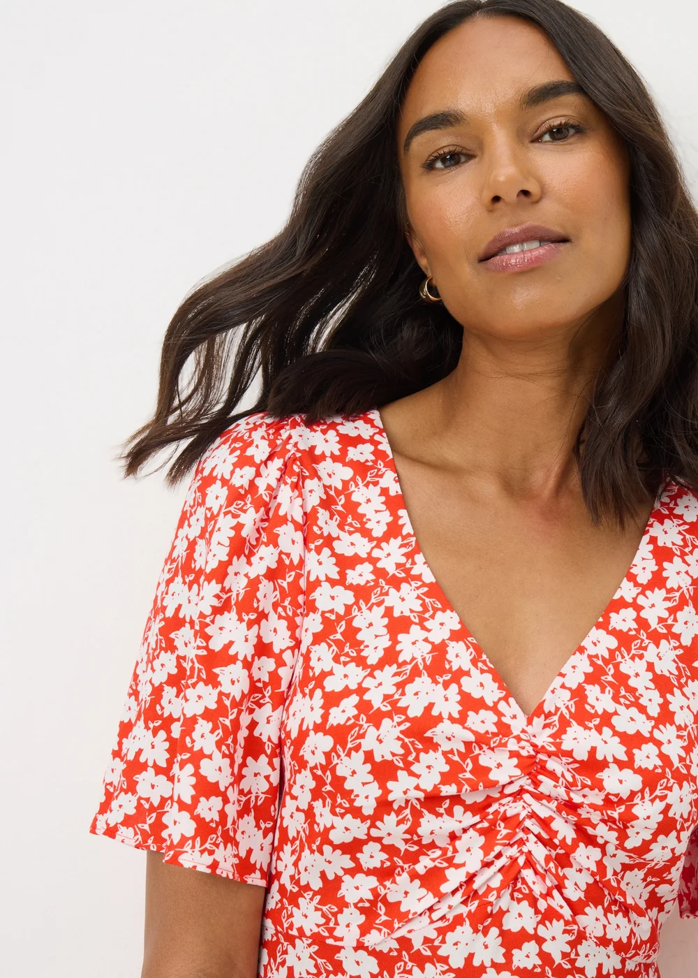 Red Ditsy Floral Mini Dress - Size 24 Image 2