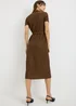 Brown Textured Midaxi Shirt Dress - Size 8 Image 2