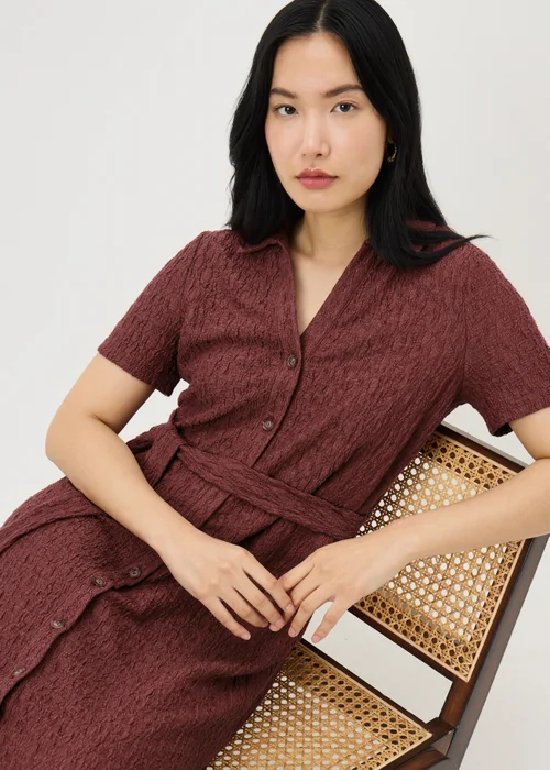 Dark Pink Textured Shirt Midi Dress - Size 22 Image 3