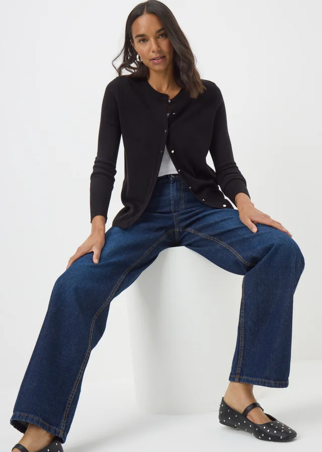 Black Button Soft Cardigan