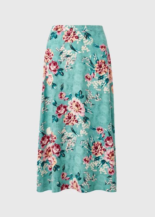 Green Floral Flared Midi Skirt - Size 22 Image 4