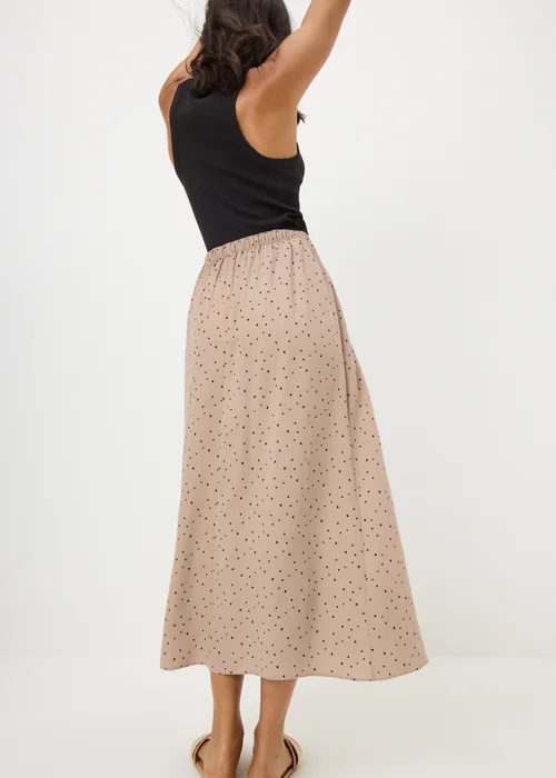 Taupe Spot Print Flared Midi Skirt - Size 20 Image 2