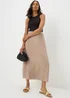 Taupe Spot Print Flared Midi Skirt - Size 20 Image 1