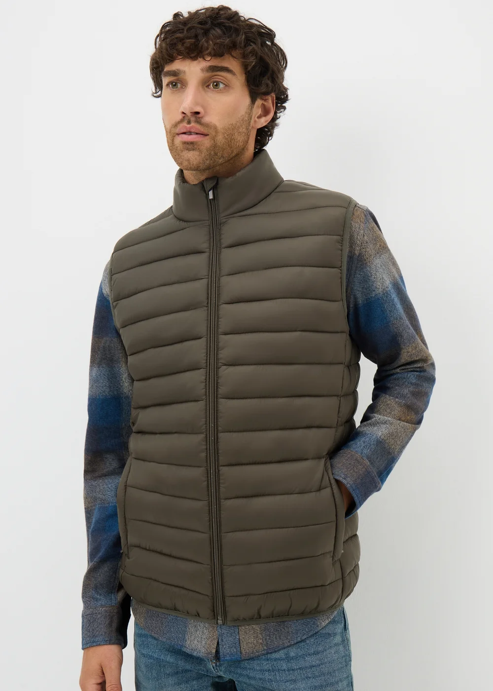 Showerproof Khaki Puffer Gilet - S Image 1