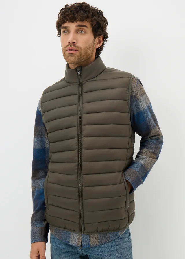 Showerproof Khaki Puffer Gilet