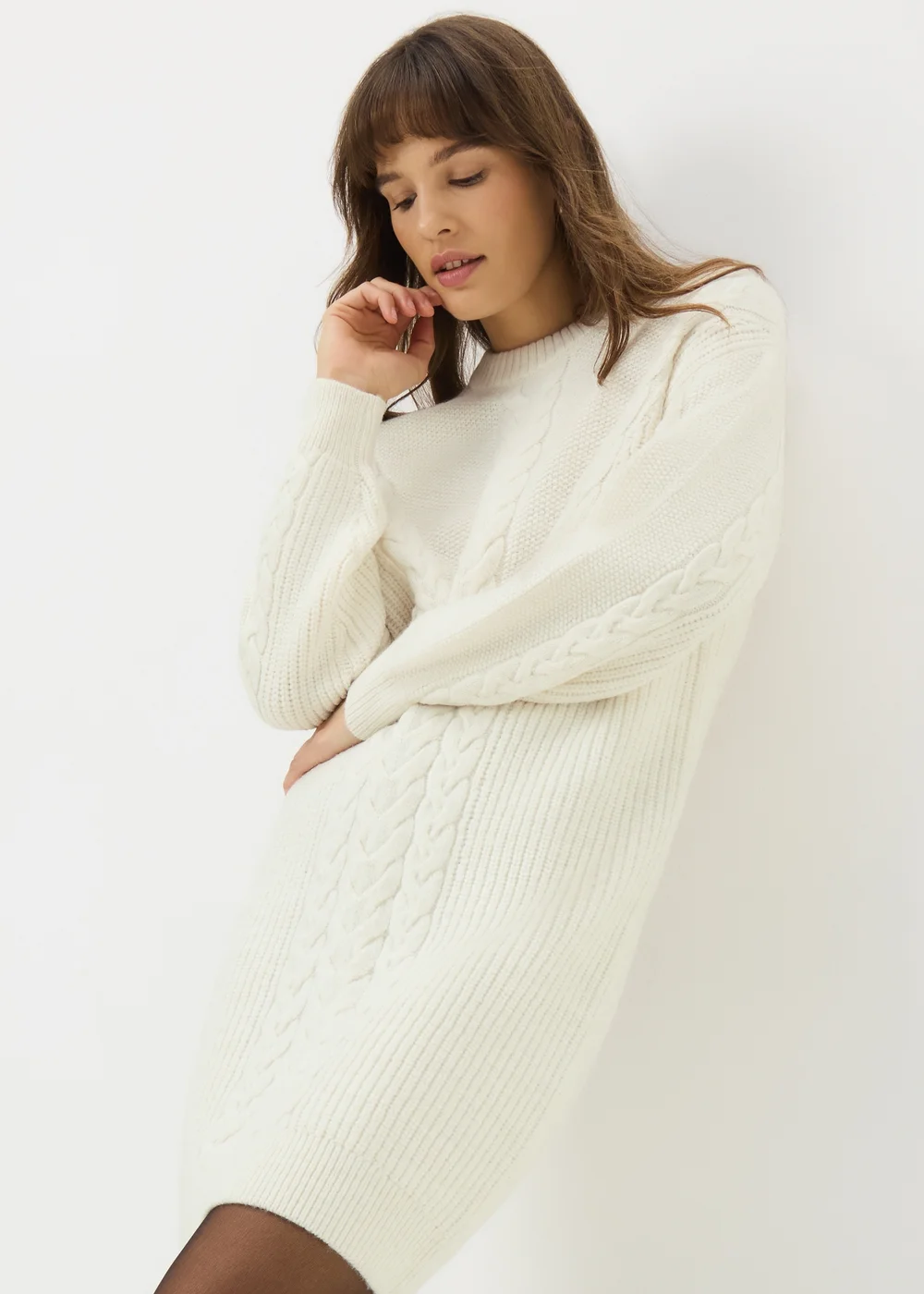 Cream Cable Knitted Dress - XL Image 2