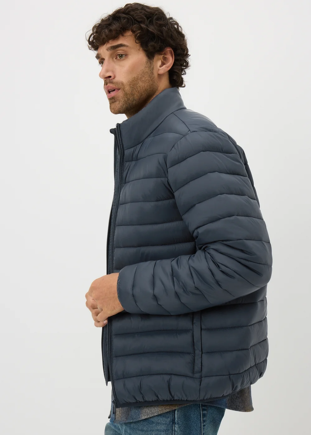 Navy Puffer Funnel Coat - M Image 1
