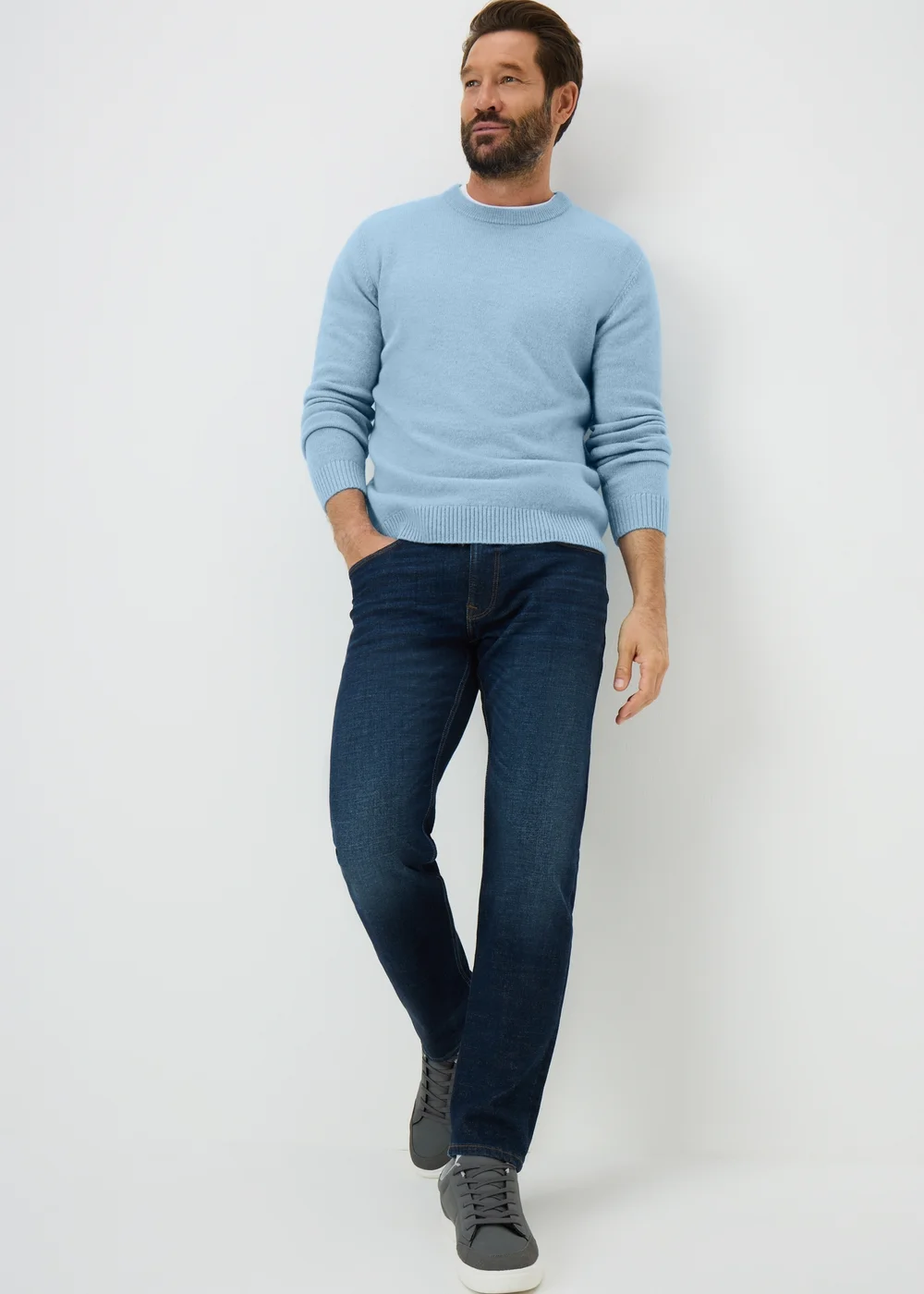 Lincoln Light Blue Lambswool Crew Neck Jumper - Extra Large Image 1