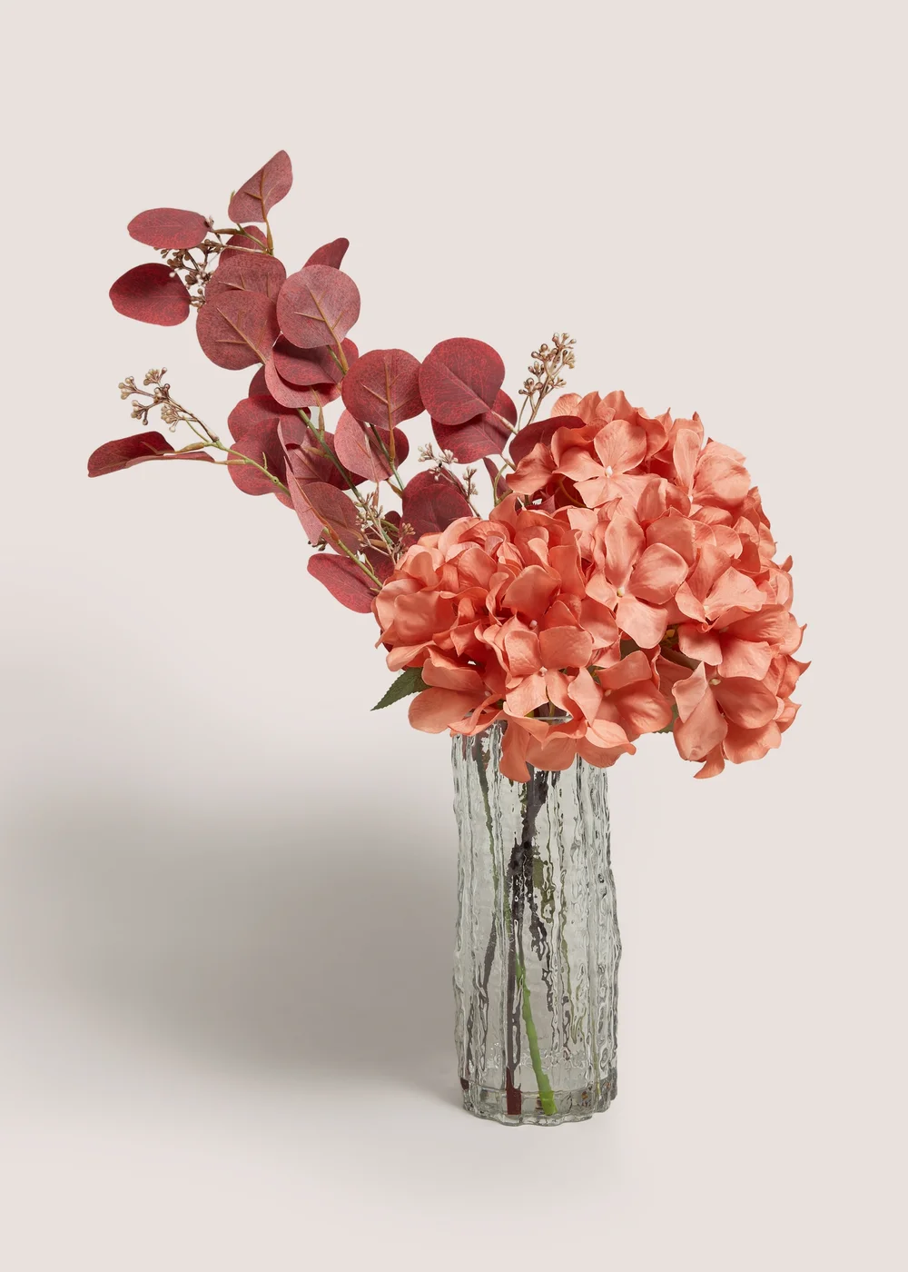 Peach Hydrangea Glass Vase Image 1