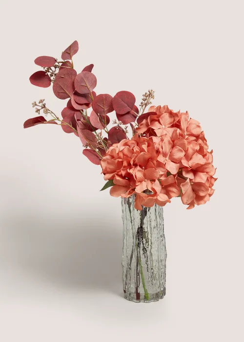 Peach Hydrangea Glass Vase Image 1