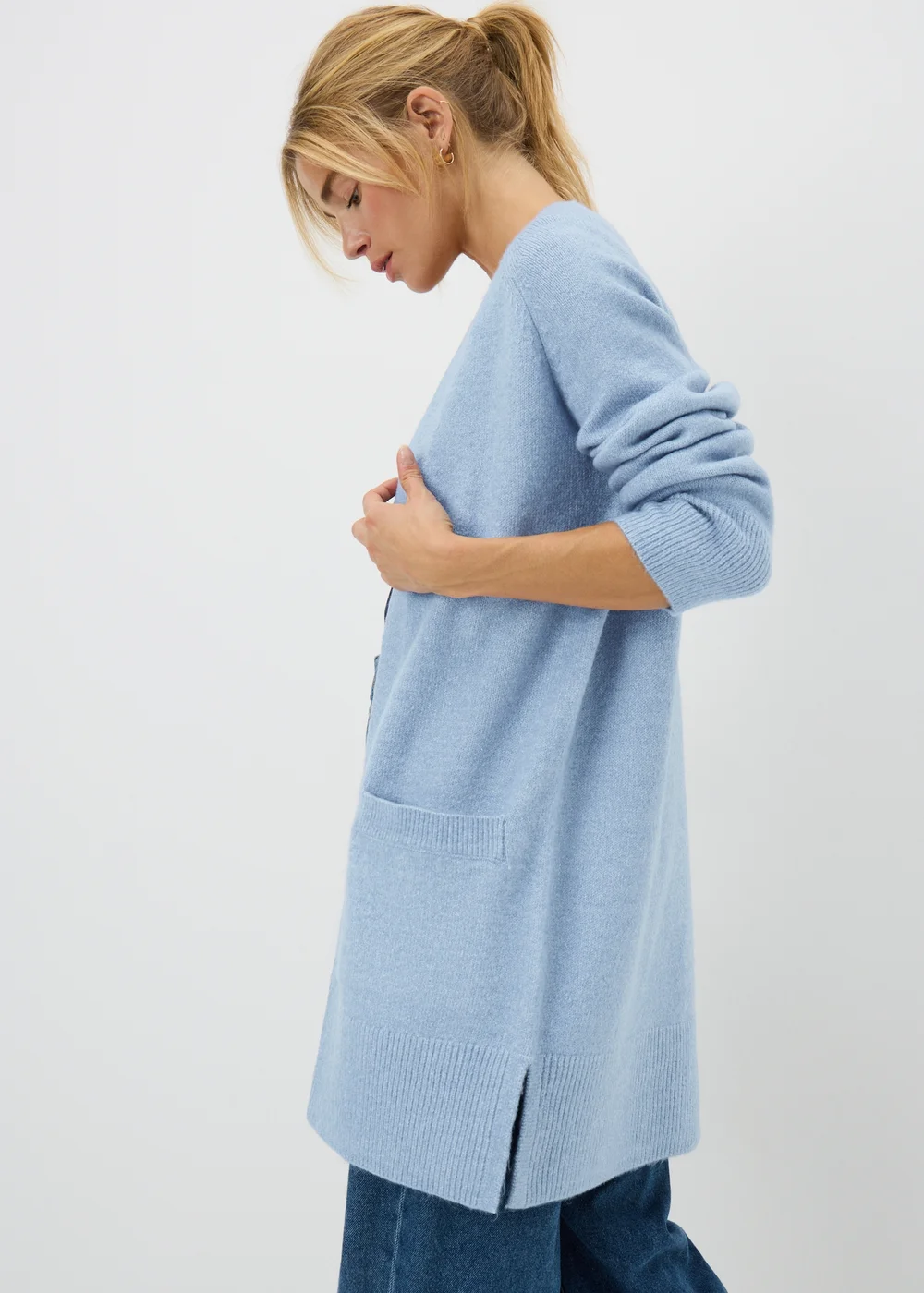 Women's Statement Denim Blue Cardigan - XS Image 1