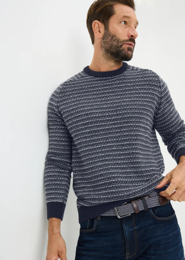 Lincoln Navy Striped Crew Neck Jumper