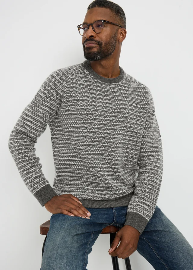 Lincoln Grey Crew Neck Patterned Jumper